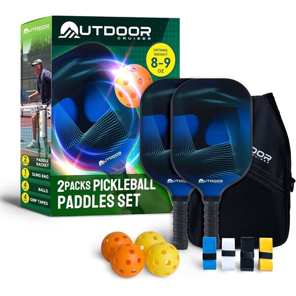 Outdoorcruiser Outdoor Cruiser Pickleball Paddle Set, USAPA Approved, 2 Paddles, 4 Balls, Grip Tapes, Carry Bag - OCGPKB04