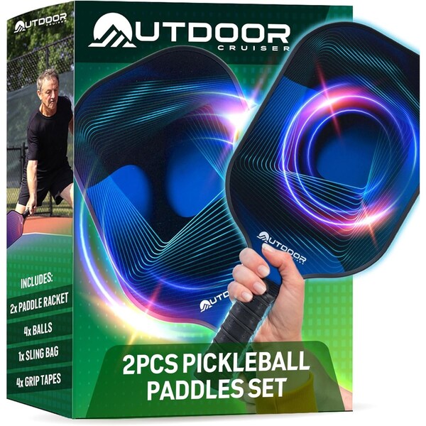 Outdoorcruiser Outdoor Cruiser Pickleball Paddle Set, USAPA Approved, 2 Paddles, 4 Balls, Grip Tapes, Carry Bag - OCGPKB04