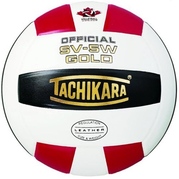 Tachikara Gold Competition Premium Leather Volleyball - Scarlet-White-Black - TA489605