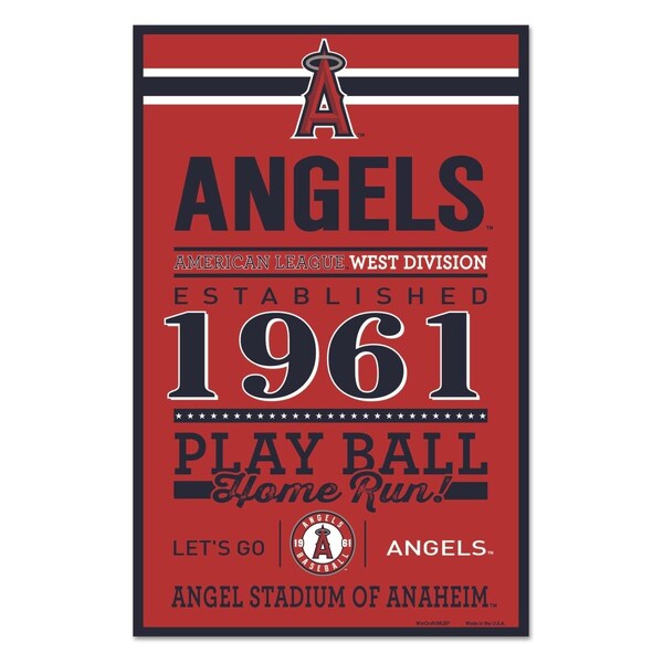 Wincraft Los Angeles Angels Sign 11x17 Wood Established Design - 3208562216
