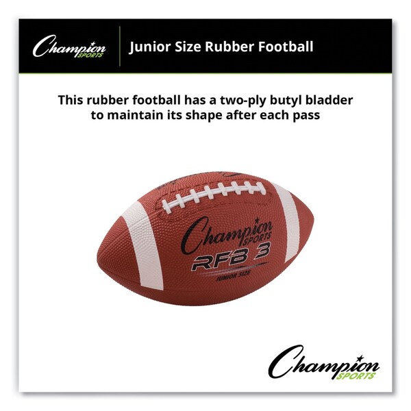 Champion Sports Rubber Sports Ball, For Football, Junior Size, Brown - RFB3