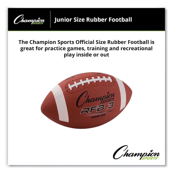 Champion Sports Rubber Sports Ball, For Football, Junior Size, Brown - RFB3