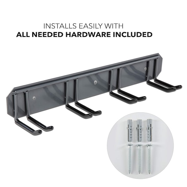 Raxgo Wall Mounted Ski Rack, Ski Wall Mount for 4 Pairs of Skis & Poles or Snowboard, Set of 4 Hooks - RGWMSR4H