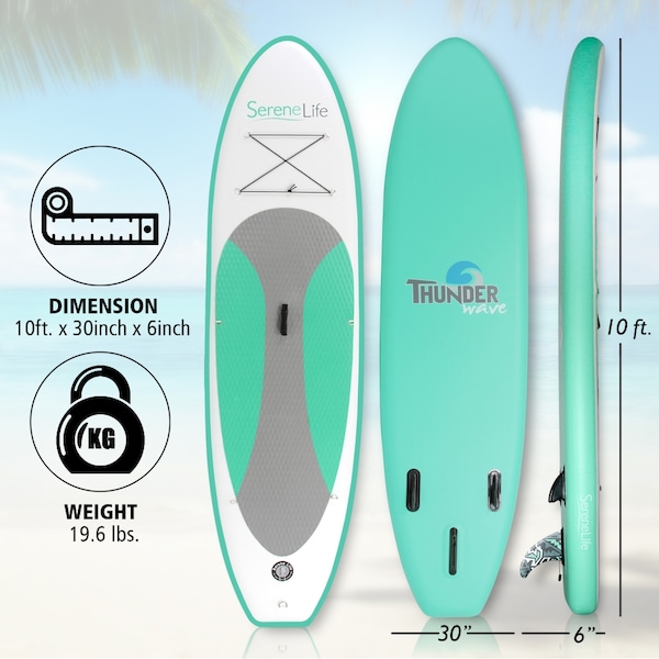 Serenelife Thunder Wave Sup - Stand Up Water Paddle-Board, SLSUPB20 - SLSUPB20