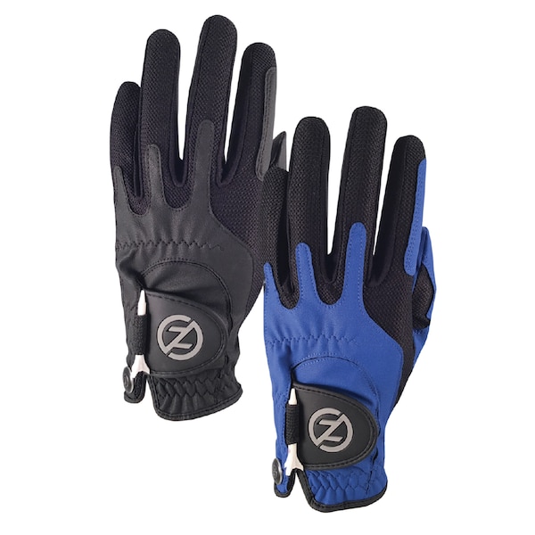 Zero Friction Men's Synthetic Performance Golf Glove, Black & Blue, PK2 - GL00106