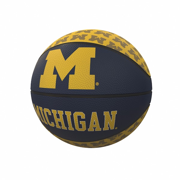 Logo Brands Michigan Repeating Logo Mini-Size Rubber Basketball - 171-91MR-1