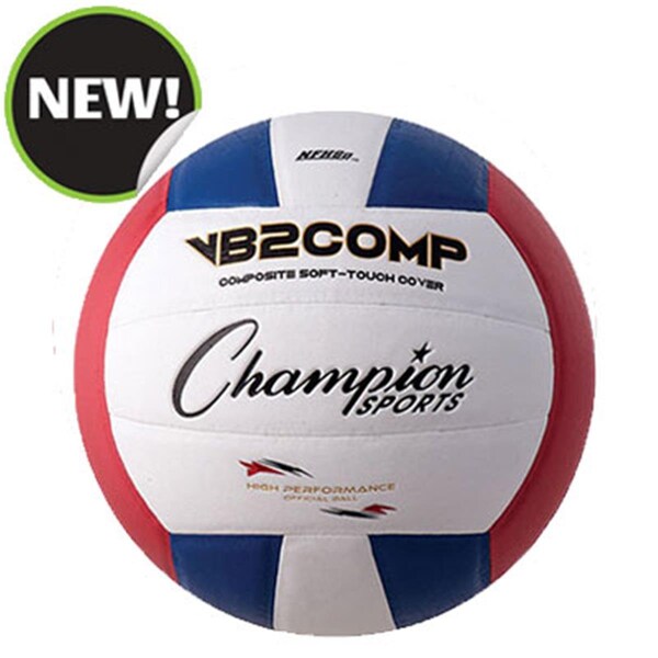 Champion Sports 8.25 in. VB Pro Comp Series Volleyball - Red, Blue & White - VB2RWB