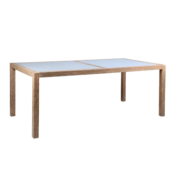 Armen Living Sienna Outdoor Eucalyptus Dining Table with Gray Teak Finish and Super Stone Top - LCSIDIEUC