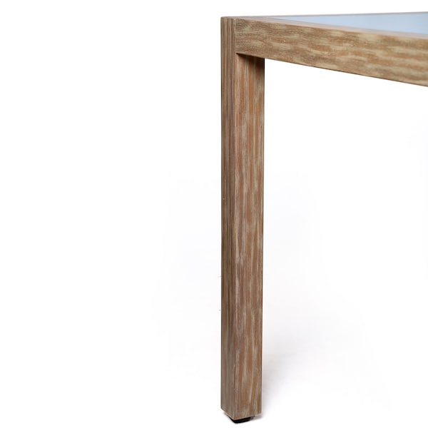 Armen Living Sienna Outdoor Eucalyptus Dining Table with Gray Teak Finish and Super Stone Top - LCSIDIEUC