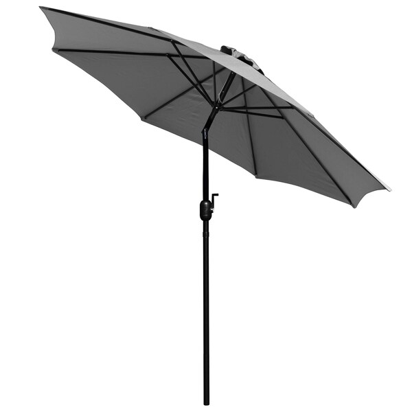 Flash Furniture Faux Teak 35" Patio Table-Gray Umbrella & Base - XU-DG-UH8100-UB19BGY-GG