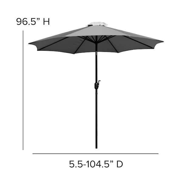 Flash Furniture Faux Teak 35" Patio Table-Gray Umbrella & Base - XU-DG-UH8100-UB19BGY-GG