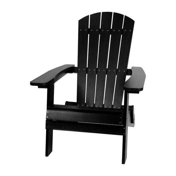 Flash Furniture Black All-Weather Folding Adirondack Chairs, PK 4 - 4-JJ-C14505-BLK-GG