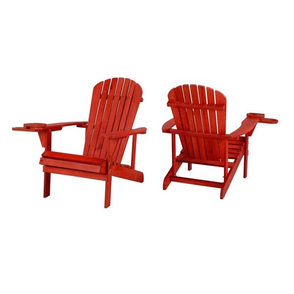 Bold Fontier Earth Collection Adirondack Chair with Phone & Cup Holder, Red - Set of 2 - BO3276129