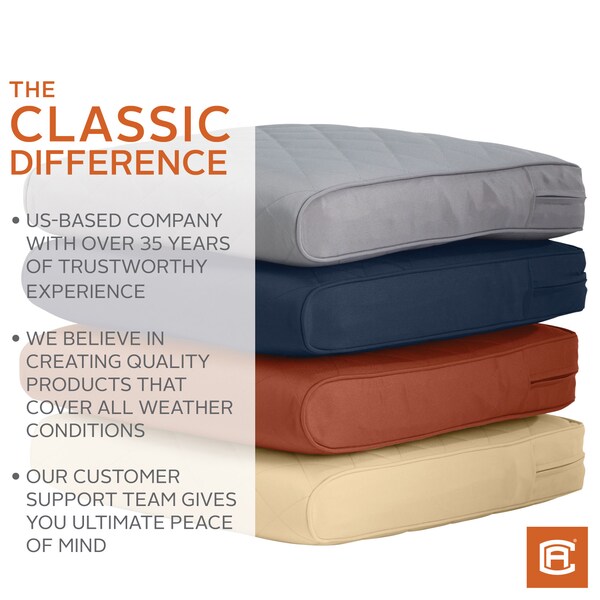 Classic Accessories Montlake FadeSafe Patio Chair/Loveseat Back Quilted Cushion, 21x20x4 Inch, Spice - 62-058-QSPICE-EC