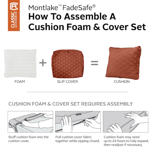 Classic Accessories Montlake FadeSafe Patio Chair/Loveseat Back Quilted Cushion, 21x20x4 Inch, Spice - 62-058-QSPICE-EC