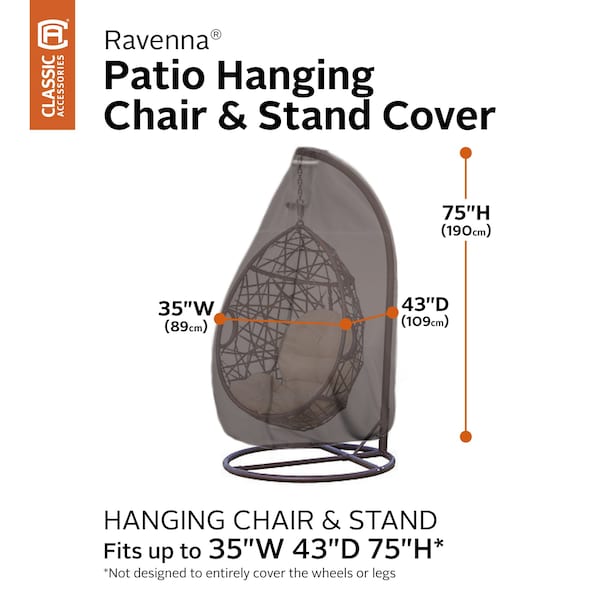 Classic Accessories Ravenna Water-Resistant Hanging Chair & Stand Cover, 35 x 43 x 75 in. - 56-479-015101-EC
