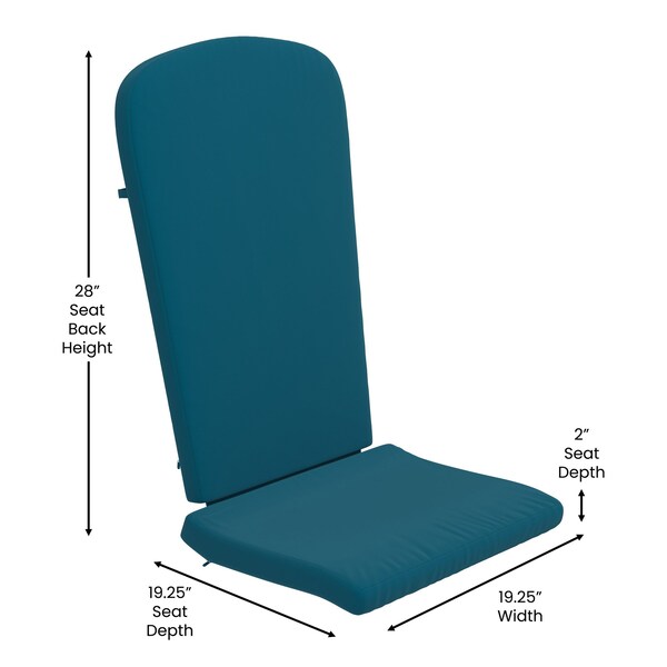Flash Furniture White Folding Adirondack Chairs-Teal Cushions, 2PK - 2-JJ-C14505-CSNTL-WH-GG