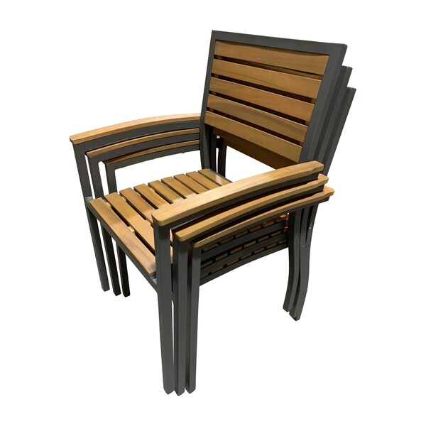 Panama Jack Outdoor Panama Jack Boca Grande Stackable Dining Armchairs Set of 2 - PJO-3201-GRY-AC-SET2