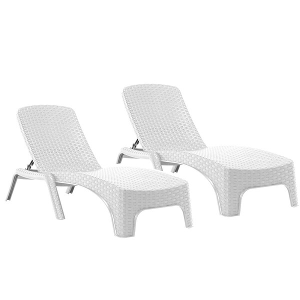 Rainbow Outdoor Roma Set of 2 Chaise Lounger-White - RBO-ROMA-WHT-2CL