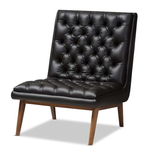 Recinto BBT5272-Pine Black-CC Annetha Mid-Century Modern Lounge Chair, Black - RE2688060