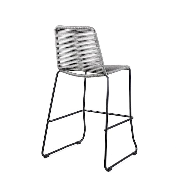 Armen Living Shasta 26" Outdoor Metal and Gray Rope Stackable Barstool - Set of 2 - LCSTBABLGRY26