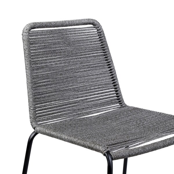 Armen Living Shasta 26" Outdoor Metal and Gray Rope Stackable Barstool - Set of 2 - LCSTBABLGRY26