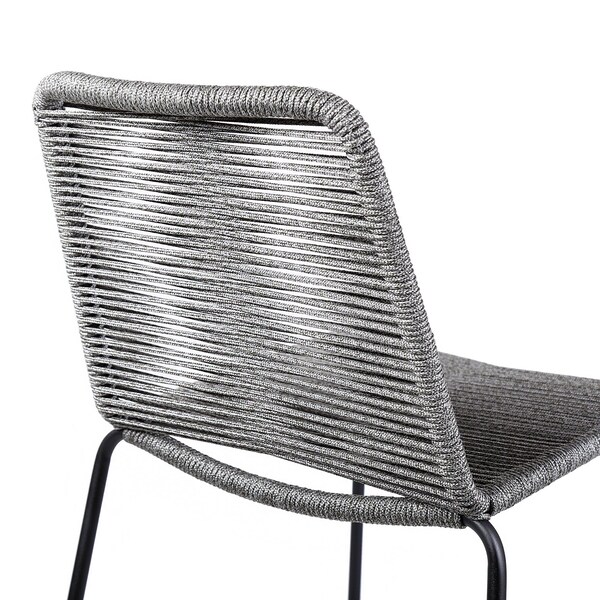 Armen Living Shasta 26" Outdoor Metal and Gray Rope Stackable Barstool - Set of 2 - LCSTBABLGRY26