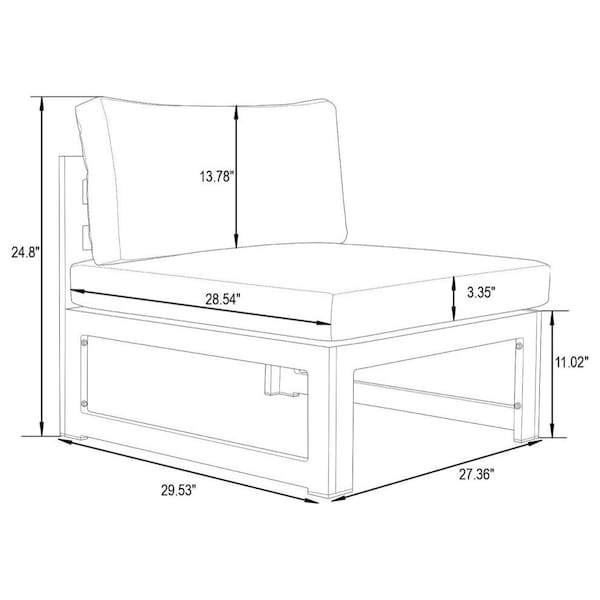 Leisuremod Chelsea 4-Piece Middle Patio Chairs Black Aluminum With Cushions, Black - CSBL-4BL