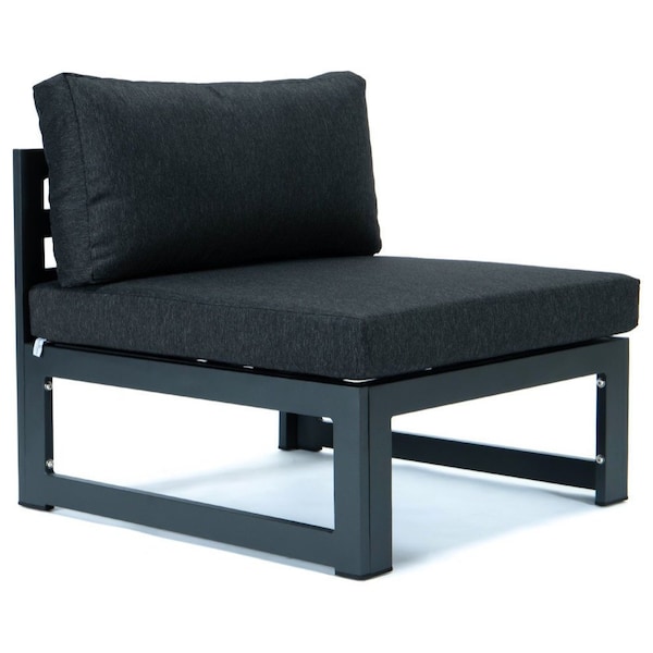 Leisuremod Chelsea 4-Piece Middle Patio Chairs Black Aluminum With Cushions, Black - CSBL-4BL
