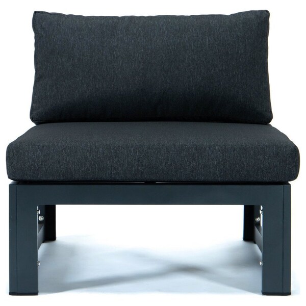 Leisuremod Chelsea 4-Piece Middle Patio Chairs Black Aluminum With Cushions, Black - CSBL-4BL