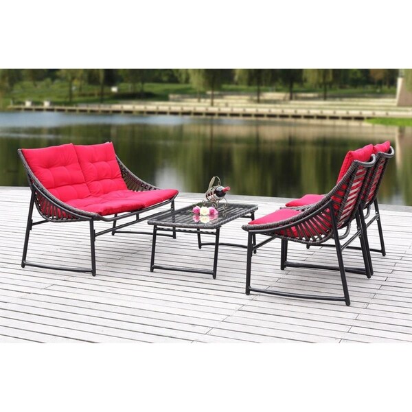 Safavieh Berkane Outdoor Set; Brown & Red, 4PK - PAT2009D