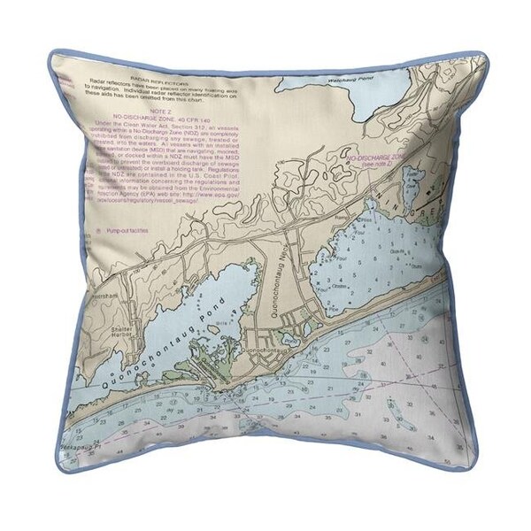 Betsy Drake Betsy Drake SN13215B 12 x 12 in. Block Island Sound - Quonochontaug; RI Nautical Map Small Corded Indoor & Outdoor Pillow - SN13215B