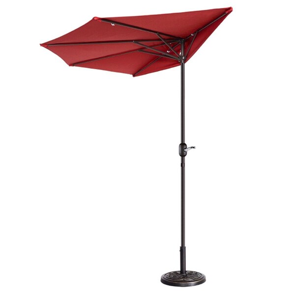 Claustro 9 ft. Outdoor Patio Half Umbrella with 5 Ribs - Red - CL3242236