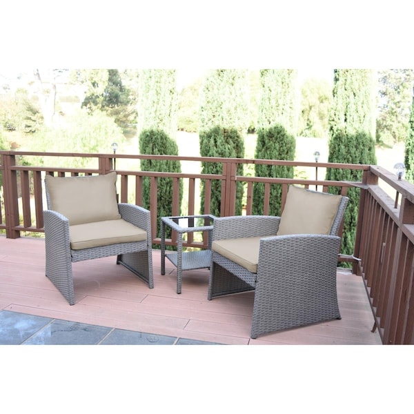 Propation 2 in. Mirabelle Bistro Set with Tan Cushion - 3 Pieces - PR2999104