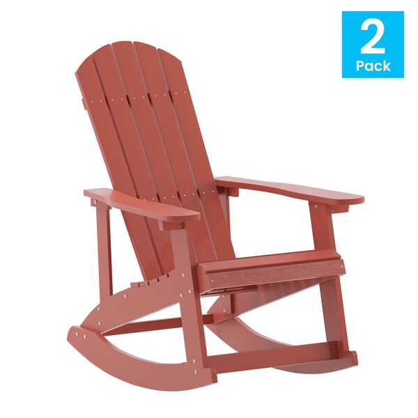 Flash Furniture White Poly Resin Adirondack Rocking Chairs, 2PK - JJ-C14705-RED-2-GG