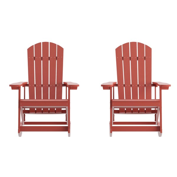 Flash Furniture White Poly Resin Adirondack Rocking Chairs, 2PK - JJ-C14705-RED-2-GG