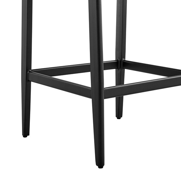 Armen Living Grand Outdoor Patio Bar Stool in Aluminum with Gray Cushions - 840254332669