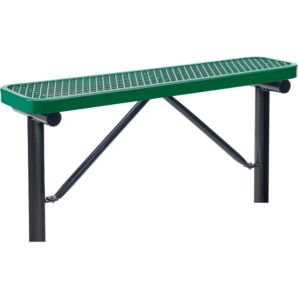 Global Industrial 4ft Outdoor Steel Flat Bench, Expanded Metal, In Ground Mount, Green - 695741IGN