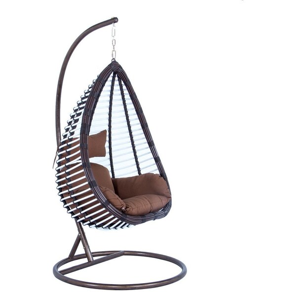 Leisuremod Wicker Hanging Egg Swing Chair Indoor Outdoor Use, Brown - ESC38BR