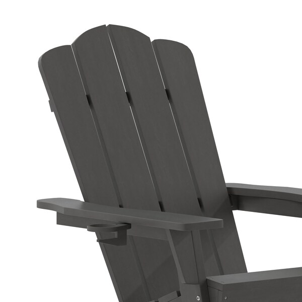 Flash Furniture Gray Adirondack Patio Chair with Cupholder - LE-HMP-1044-10-GY-GG