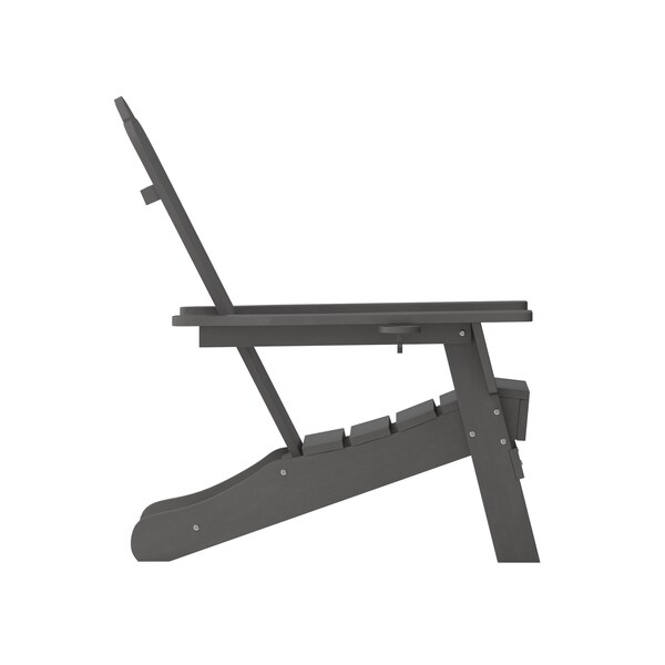 Flash Furniture Gray Adirondack Patio Chair with Cupholder - LE-HMP-1044-10-GY-GG