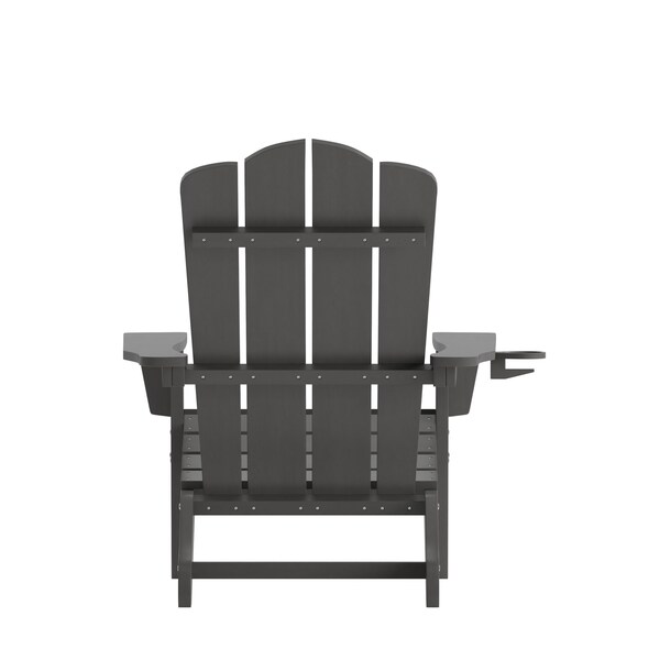 Flash Furniture Gray Adirondack Patio Chair with Cupholder - LE-HMP-1044-10-GY-GG