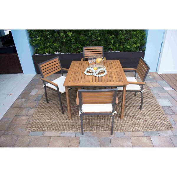 Panama Jack Outdoor Panama Jack Boca Grande 5-Piece Square Dining Set - PJO-3201-GRY-5DA-CUSH