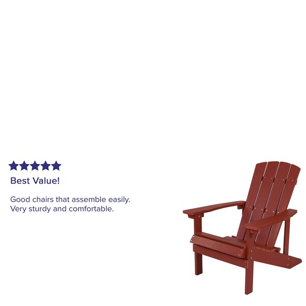 Flash Furniture Red Poly Resin Adirondack Chair 4PK - 4-JJ-C14501-RED-GG