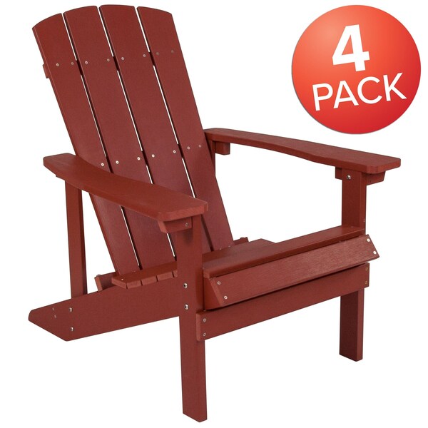 Flash Furniture Red Poly Resin Adirondack Chair 4PK - 4-JJ-C14501-RED-GG