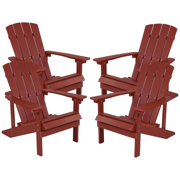 Flash Furniture Red Poly Resin Adirondack Chair 4PK - 4-JJ-C14501-RED-GG