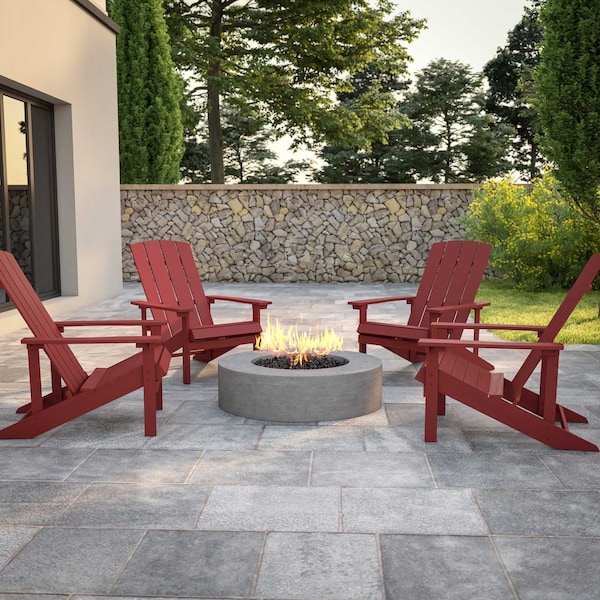 Flash Furniture Red Poly Resin Adirondack Chair 4PK - 4-JJ-C14501-RED-GG