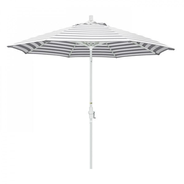 California Umbrella Patio Umbrella, Octagon, 102.38" H, Olefin Fabric, Gray White Cabana Stripe - 194061018514