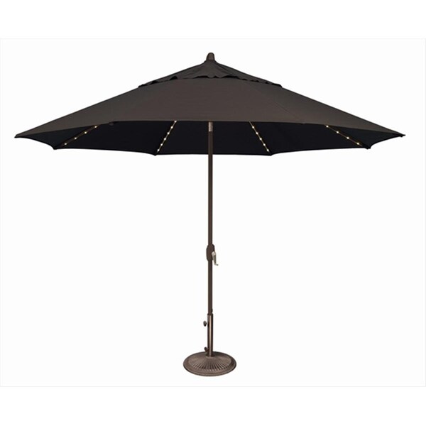 Simplyshade 11 ft. Lanai Pro Octagon Market Umbrella with Star Light  Black - SSUM81SL-11-00/2408
