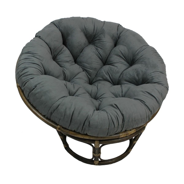 International Caravan 42 in. Rattan Papasan Chair with Micro Suede Cushion, Grey - 3312-MS-GY